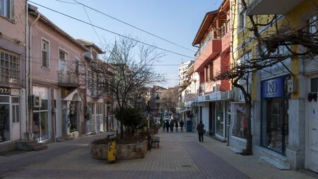 PETRICH, BULGARIA - JANUARY 1, 2019: Panoramic view of Centre of town of Petrich, Blagoevgrad...
