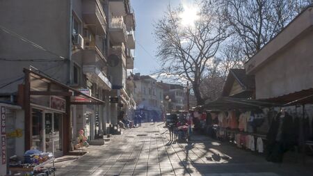 PETRICH, BULGARIA - DECEMBER 29, 2018:  Panoramic view of Centre of town of Petrich, Blagoevgrad region, Bulgariaのeditorial素材
