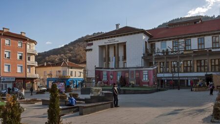 PETRICH, BULGARIA - DECEMBER 29, 2018:  Panoramic view of Centre of town of Petrich, Blagoevgrad region, Bulgariaのeditorial素材