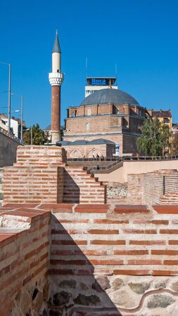 SOFIA, BULGARIA - OCTOBER 5, 2018:  Banya Bashi Mosque and ruins of ancient Serdica in Sofia, Bulgariaのeditorial素材