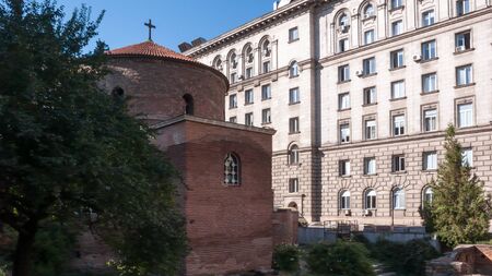 SOFIA, BULGARIA - OCTOBER 5, 2018:   Amazing view of Church St. George Rotunda in in Sofia, Bulgaria