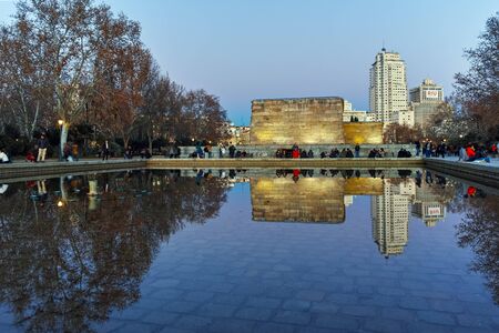 MADRID, SPAIN - JANUARY 21, 2018:  Amazing Sunset view of Temple of Debod in City of Madrid, Spainのeditorial素材