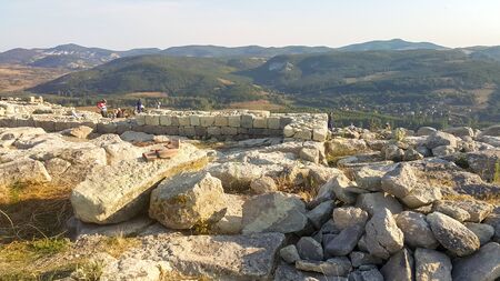 PERPERIKON, BULGARIA - AUGUST 29, 2015: Sunrise view of The ancient Thracian city of Perperikon, Kardzhali Region, Bulgariaのeditorial素材