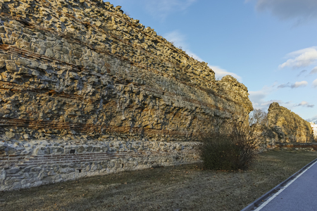 Sunset Panorama of Ruins of fortifications in ancient Roman city of Diocletianopolis, town of Hisarya, Plovdiv Region, Bulgariaの写真素材