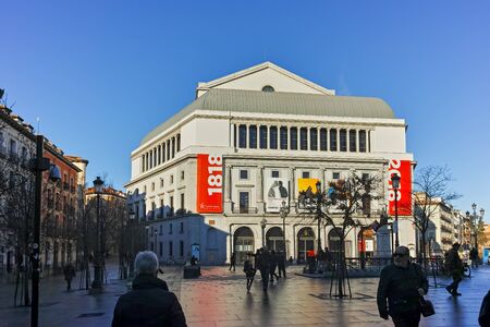MADRID, SPAIN - JANUARY 22, 2018:  Amazing morning view of building of Teatro Real in Madrid, Spainのeditorial素材