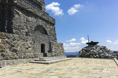 SHIPKA, BULGARIA - JULY 6, 2018:  National Monument to Liberty Shipka and Balkan mountains, Stara Zagora Region, Bulgariaのeditorial素材