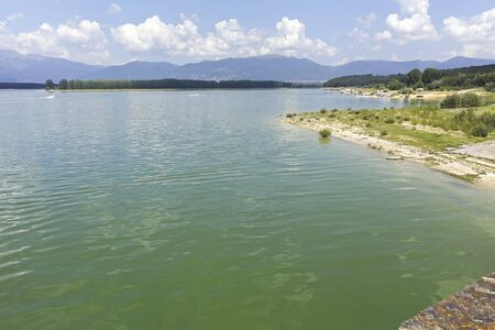 KOPRINKA RESERVOIR, BULGARIA - AUGUST 5, 2018: Panoramic view of Koprinka Reservoir, Stara Zagora Region, Bulgariaのeditorial素材