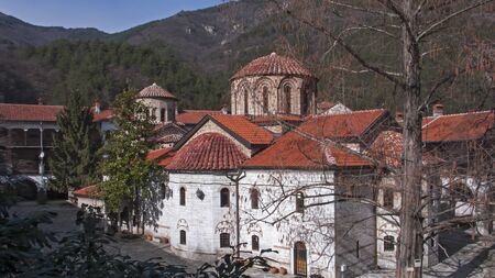 BACHKOVO MONASTERY, BULGARIA - FEBRUARY 4, 2019: Medieval Buildings in Bachkovo Monastery Dormition of the Mother of God, Bulgariaのeditorial素材
