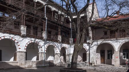 BACHKOVO MONASTERY, BULGARIA - FEBRUARY 4, 2019: Medieval Buildings in Bachkovo Monastery Dormition...