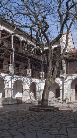 BACHKOVO MONASTERY, BULGARIA - FEBRUARY 4, 2019: Medieval Buildings in Bachkovo Monastery Dormition...