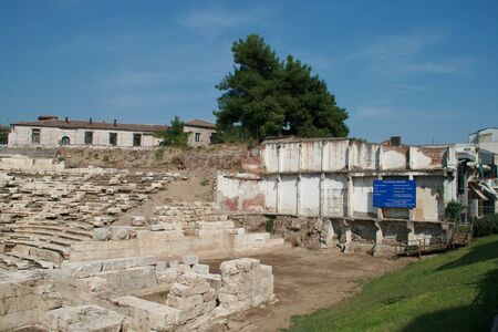 LARISSA, GREECE - SEPTEMBER 8, 2011: Ancient amphitheater in the archaeological area of Larissa, Thessaly region, Greeceのeditorial素材