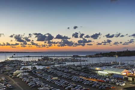 SOZOPOL, BULGARIA - AUGUST 9, 2018: Amazing Sunset panorama of port of Sozopol, Burgas Region, Bulgariaのeditorial素材