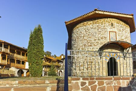GIGINTSY MONASTERY, BULGARIA - OCTOBER 7, 2018:  Sunset view of Medieval Tsarnogorski (Gigintsy)...