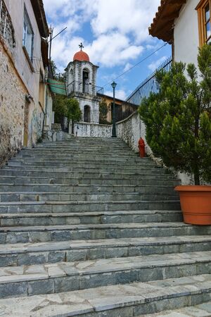 XANTHI, GREECE - SEPTEMBER 23, 2017: Street and old house in old town of Xanthi, East Macedonia and Thrace, Greeceのeditorial素材