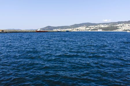 KAVALA, GREECE - JUNE 22, 2019: Fishing boats and yachts at the port of city of Kavala, East Macedonia and Thrace, Greeceのeditorial素材