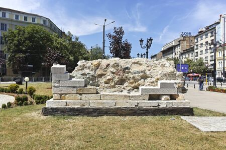 SOFIA, BULGARIA - MAY 31, 2018: Panoramic view of Lion's Bridge over Vladaya river, Sofia, Bulgariaのeditorial素材