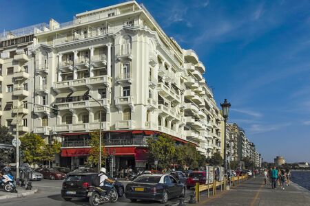 THESSALONIKI, GREECE - SEPTEMBER 22, 2019:  Panorama of embankment of city of Thessaloniki, Central Macedonia, Greeceのeditorial素材