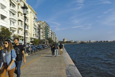 THESSALONIKI, GREECE - SEPTEMBER 22, 2019:  Panorama of embankment of city of Thessaloniki, Central...