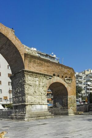 THESSALONIKI, GREECE - SEPTEMBER 22, 2019: Ancient Arch of Roman Emperor Galerius in the center of city of Thessaloniki, Central Macedonia, Greeceのeditorial素材