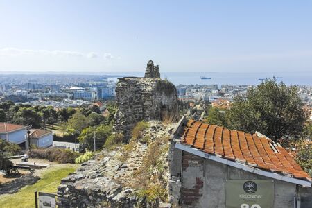THESSALONIKI, GREECE - SEPTEMBER 22, 2019: Ancient Fortification and panorama of Thessaloniki, Central Macedonia, Greeceのeditorial素材
