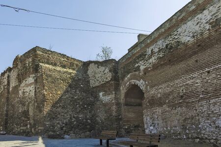 Ruins of Ancient Fortification in city of Thessaloniki, Central Macedonia, Greeceの写真素材