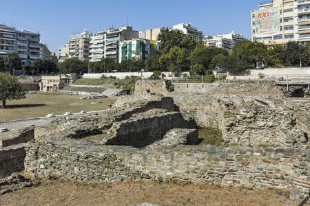 THESSALONIKI, GREECE - SEPTEMBER 22, 2019: Ruins of Roman Forum in the center of city of...