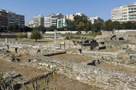 THESSALONIKI, GREECE - SEPTEMBER 22, 2019: Ruins of Roman Forum in the center of city of Thessaloniki, Central Macedonia, Greeceのeditorial素材