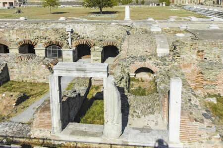 THESSALONIKI, GREECE - SEPTEMBER 22, 2019: Ruins of Roman Forum in the center of city of...