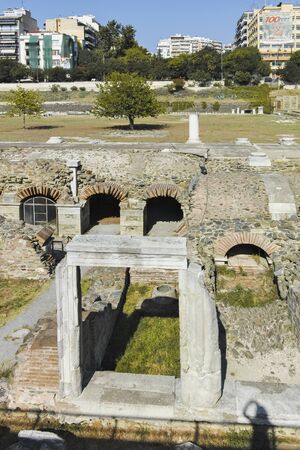 THESSALONIKI, GREECE - SEPTEMBER 22, 2019: Ruins of Roman Forum in the center of city of Thessaloniki, Central Macedonia, Greeceのeditorial素材