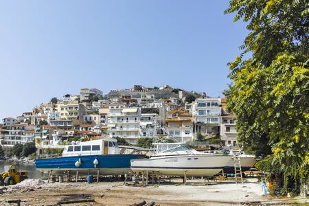 KAVALA, GREECE - JUNE 22, 2019:  Panoramic view of old town of city of Kavala, East Macedonia and Thrace, Greeceのeditorial素材