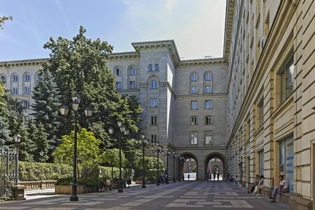 SOFIA, BULGARIA - MAY 31, 2018:   Typical street at the center of city of Sofia, Bulgariaのeditorial素材