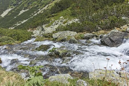 Cloudy Landscape of Malyovitsa river valley, Rila Mountain, Bulgariaの写真素材