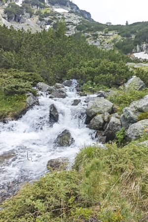 Cloudy Landscape of Malyovitsa river valley, Rila Mountain, Bulgariaの写真素材