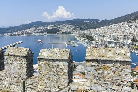 KAVALA, GREECE - JUNE 22, 2019: Ruins of Fortress in city of Kavala, East Macedonia and Thrace, Greeceのeditorial素材