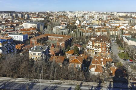 HASKOVO, BULGARIA - FEBRUARY 1, 2019: Amazing Panoramic view of City of Haskovo, Bulgaria