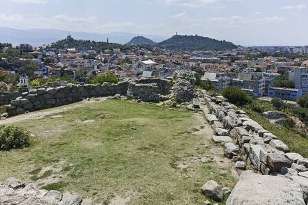 PLOVDIV, BULGARIA - JULY 5, 2018:  Panoramic cityscape of Plovdiv city from Nebet Tepe hill,...