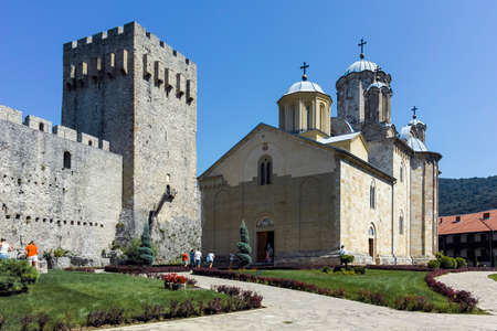 DESPOTOVAC, SERBIA - AUGUST 11, 2019: Medieval buildings at Manasija monastery, Sumadija and Western...