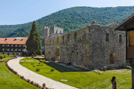 DESPOTOVAC, SERBIA - AUGUST 11, 2019: Medieval buildings at Manasija monastery, Sumadija and Western Serbiaのeditorial素材