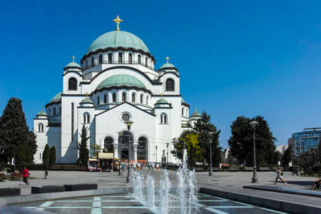 BELGRADE, SERBIA - AUGUST 12, 2019: Cathedral Church of Saint Sava at the center of city of...