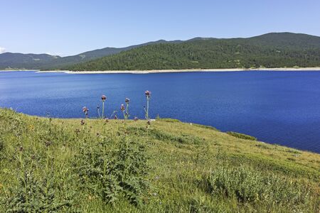 Panorama of Belmeken Reservoir, Rila mountain, Bulgariaの写真素材
