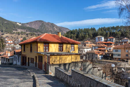 KLISURA, BULGARIA -JANUARY 25, 2020: Typical building and street at historical town of Klisura, Bulgariaのeditorial素材