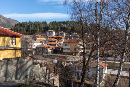 KLISURA, BULGARIA -JANUARY 25, 2020: Typical building and street at historical town of Klisura,...