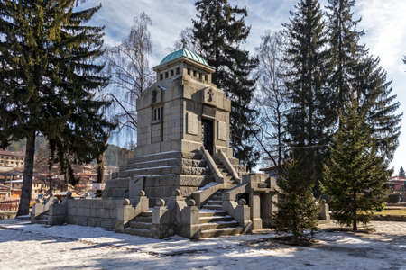 KOPRIVSHTITSA, BULGARIA - JANUARY 25, 2020: Mausoleum-ossuary of Apriltsi in historical town of Koprivshtitsa, Sofia Region, Bulgariaのeditorial素材
