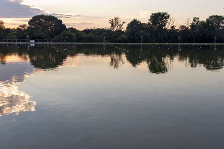 Sunset panorama of Rowing Venue in city of Plovdiv, Bulgaria