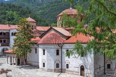BACHKOVO MONASTERY, BULGARIA - JULY 16, 2020: Medieval Buildings in Bachkovo Monastery Dormition of the Mother of God, Bulgariaのeditorial素材