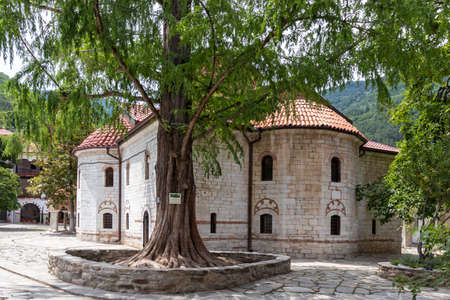 BACHKOVO MONASTERY, BULGARIA - JULY 16, 2020: Medieval Buildings in Bachkovo Monastery Dormition of the Mother of God, Bulgariaのeditorial素材
