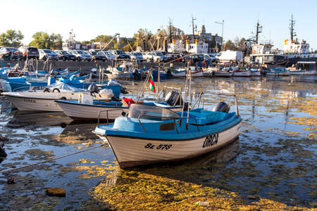 SOZOPOL, BULGARIA - AUGUST 29, 2020: Amazing Sunset at the port of Sozopol, Burgas Region, Bulgaria