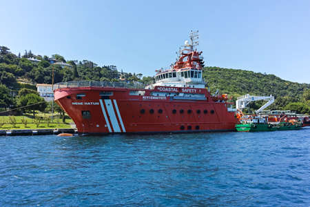 ISTANBUL, TURKEY - JULY 26, 2019: Panorama from Bosporus to city of Istanbul, Turkeyのeditorial素材