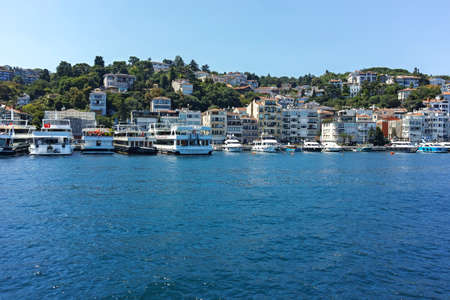ISTANBUL, TURKEY - JULY 26, 2019: Panorama from Bosporus to city of Istanbul, Turkeyのeditorial素材