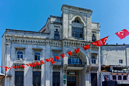ISTANBUL, TURKEY - JULY 26, 2019: Typical Building and street in Eminonu district in city of Istanbul, Turkeyのeditorial素材